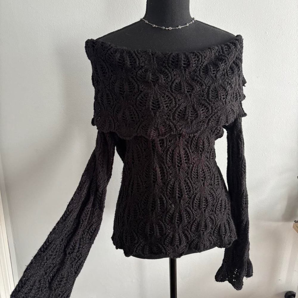 Elegant Black Off-Shoulder Sweater
